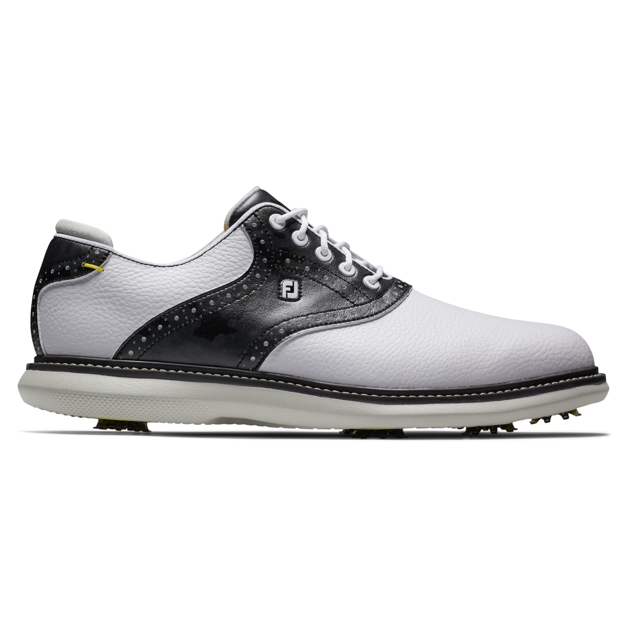 FootJoy Men's Traditions Golf Shoe, White/Charcoal Camo, 9 Wide