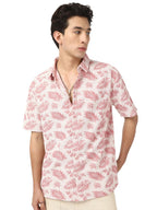 Bewakoof Mens All Over Printed Oversized Fit Half Sleeve Resort Collar Jacquard Shirt_677336_Orange_XL