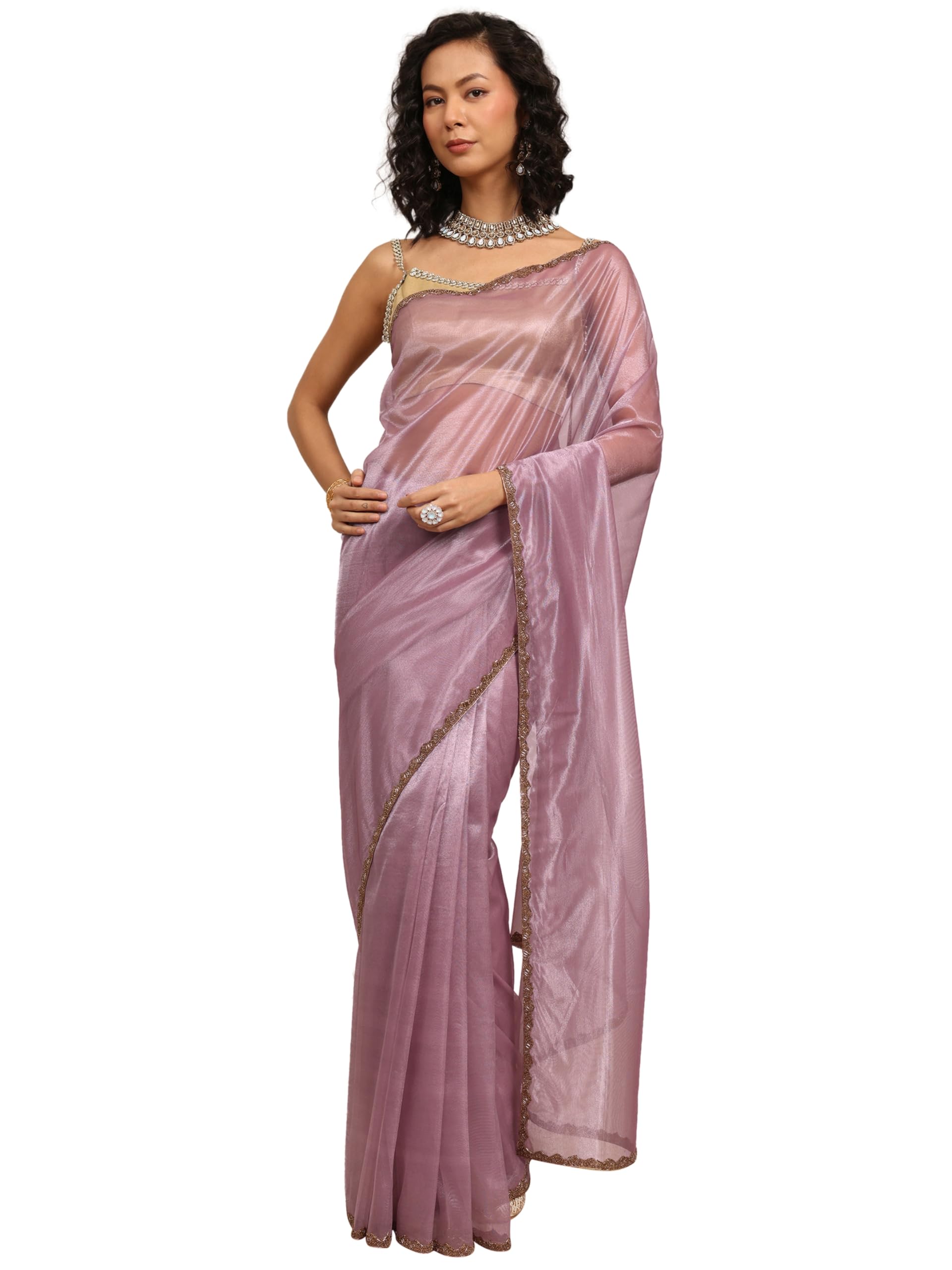 Libas Self Design Net Saree With Unstitched Blouse Piece