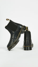 Dr. Martens Womens 2976 Leonore Fashion Boot, Black Burnished Wyoming, 8