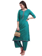 Ketch WomenS Polyester Floral Ethnic Set (Khk3000930_Teal, Large