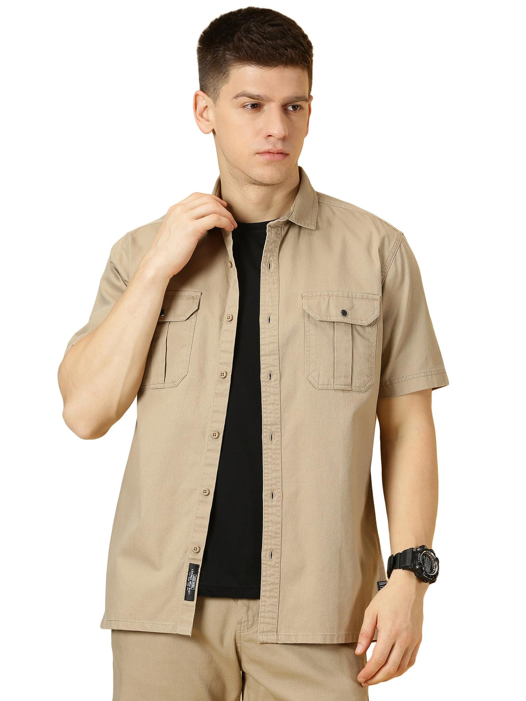 Thomas Scott Mens | Half Sleeve | Double Pockets | Solid | Regular Fit Plus Size | 100% Cotton | Spread Collar | Casual Shirts (