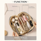 AURUZA Large Capacity Makeup Bag, Travel Cosmetic Bag With Handle and Divider Flat Lay Organizer Portable Toiletry Bag,Makeup St