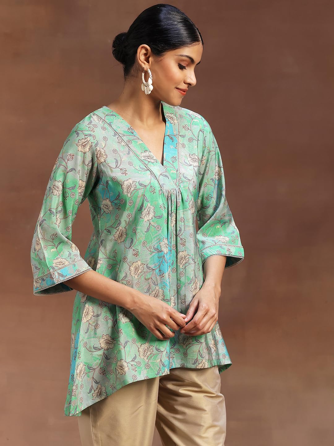 Libas WomenS Silk Blend Regular Kurti (29112O_Green