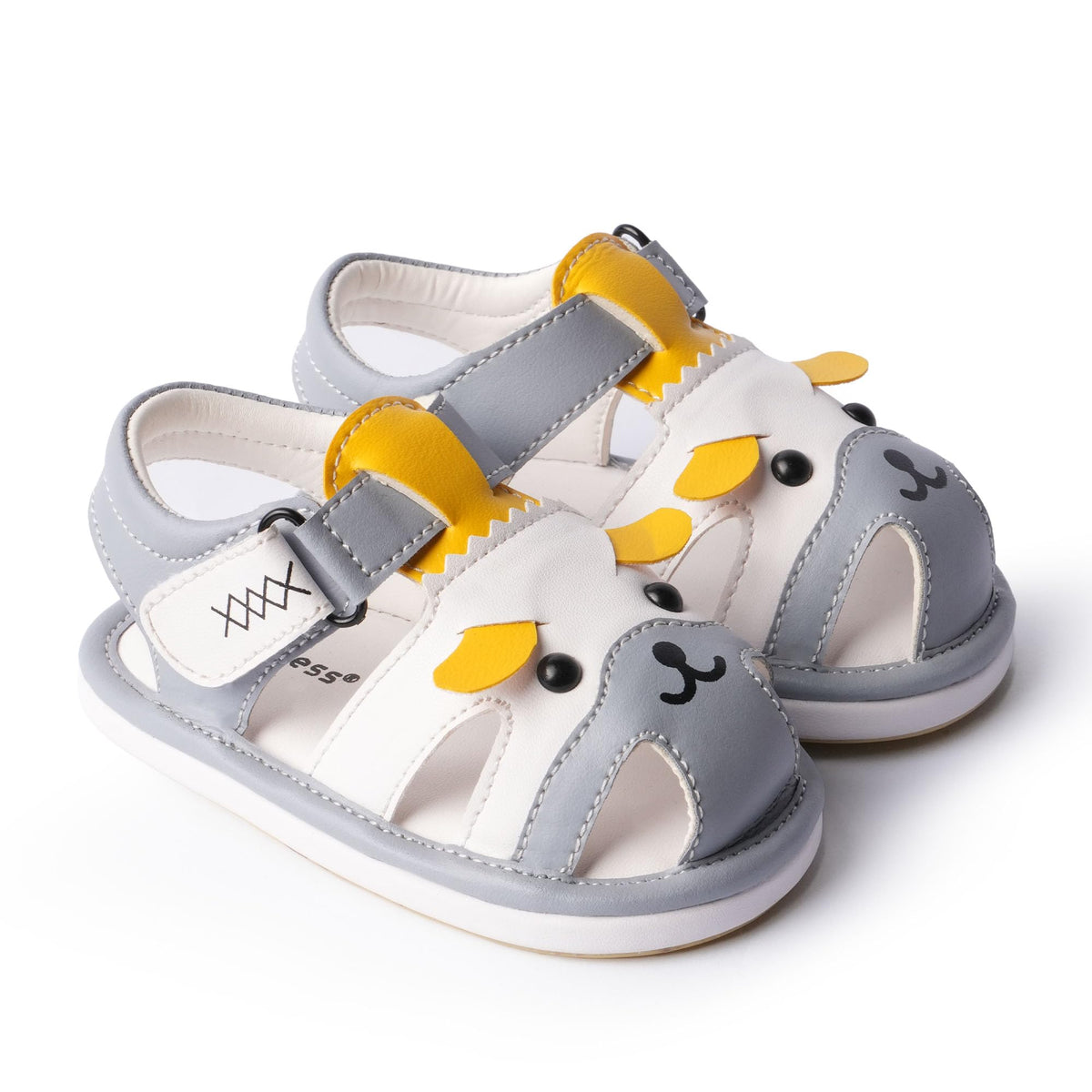 Toothless Baby Boys Grey Bunny Sandals | Soft Sole Infant Shoes | Cute Rabbit Design Toddler Sandals With Velcro Strap | Lightwe 2