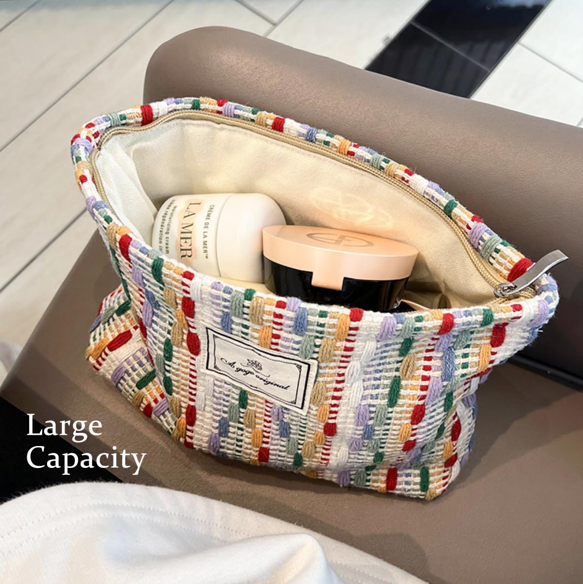 STARDW Cute Makeup Bag Aesthetic Cosmetic Bags for Women Girls, Travel Toiletry Bag Large Capacity Zipper Makeup Pouch, Purse
