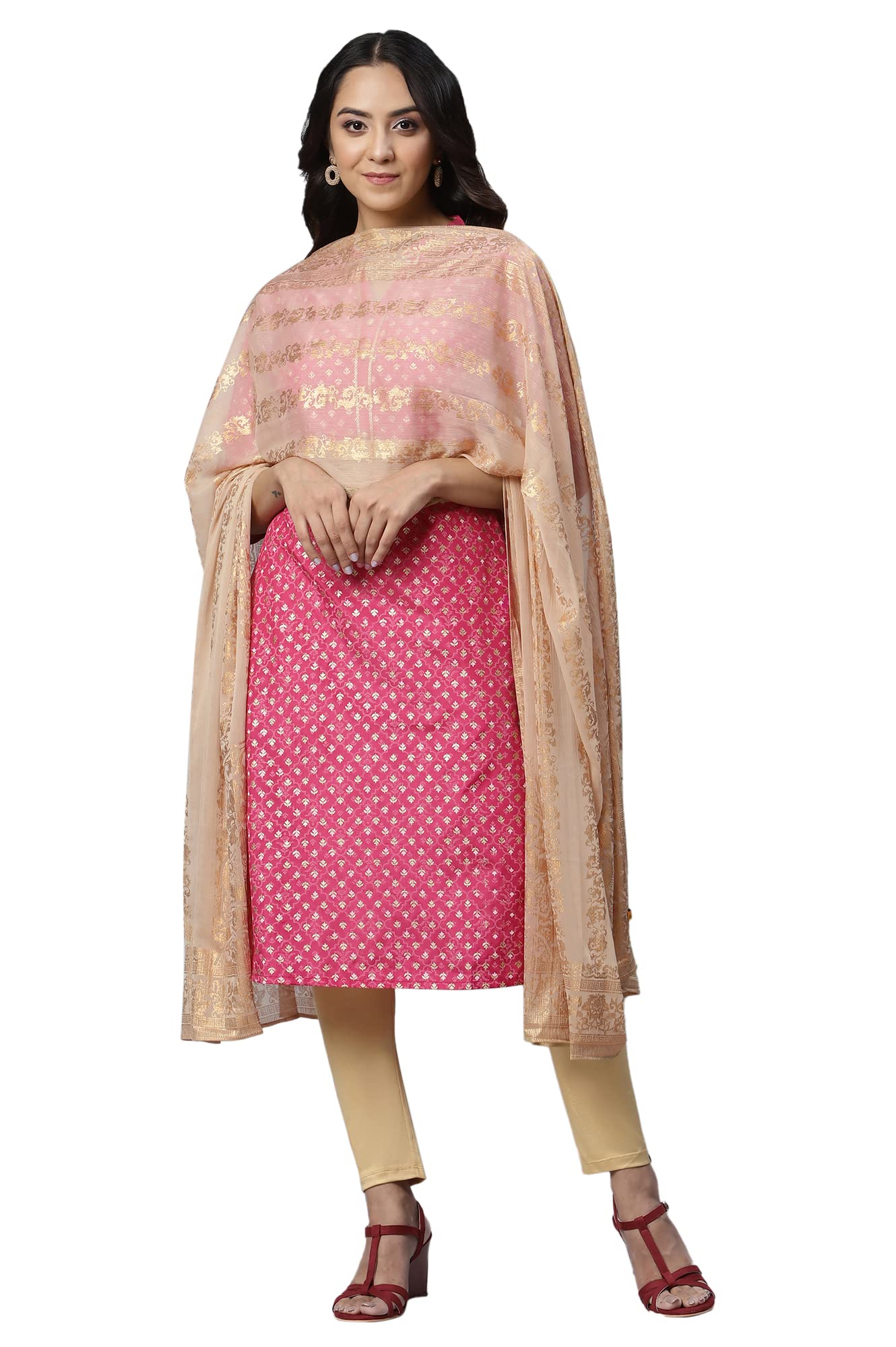 Aurelia Women Gold Silver Chiffon Printed Dupatta_22Aua80002-504842_Fs