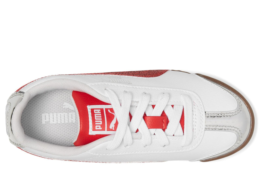 PUMA Roma Sneaker, White-for All Time Red Silver, 1.5 US Unisex Little Kid