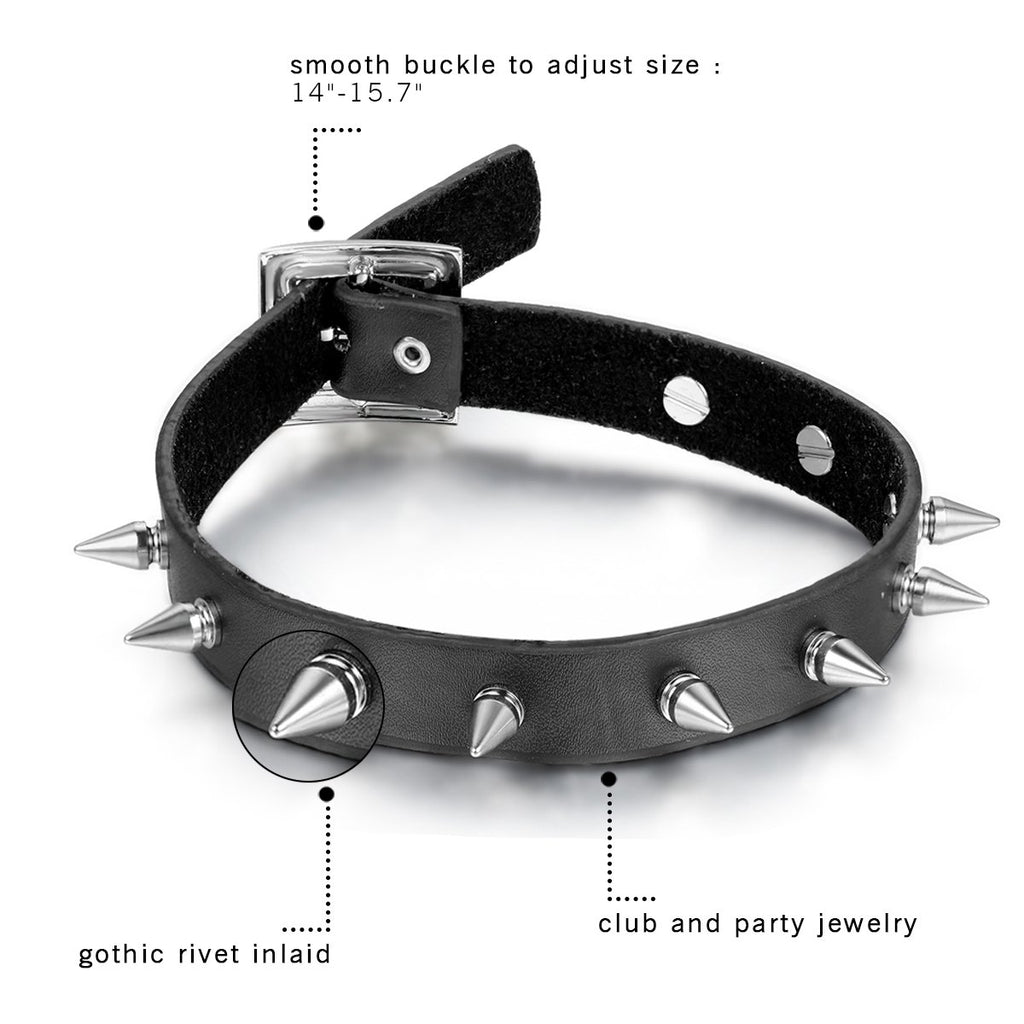 OIDEA Womens Punk Spiked Leather Choker Collar Necklace with Adjustable Size Buckle Halloween Decorations