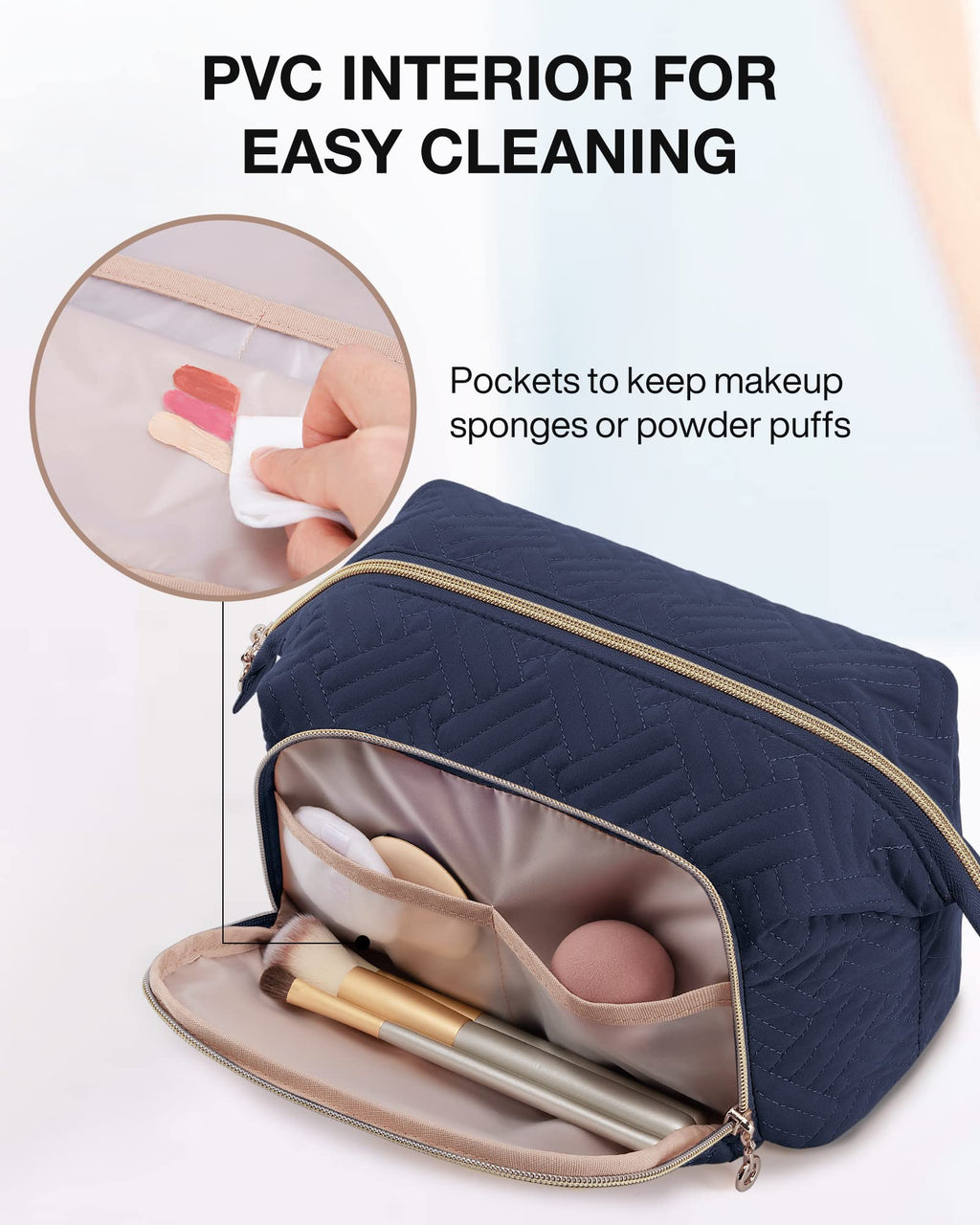 BAGSMART Travel Makeup Bag, Cosmetic Bag Make Up Organizer Case,Large Wide-open Pouch for Women Purse for Toiletries Accessories