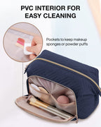 BAGSMART Travel Makeup Bag, Cosmetic Bag Make Up Organizer Case,Large Wide-open Pouch for Women Purse for Toiletries Accessories