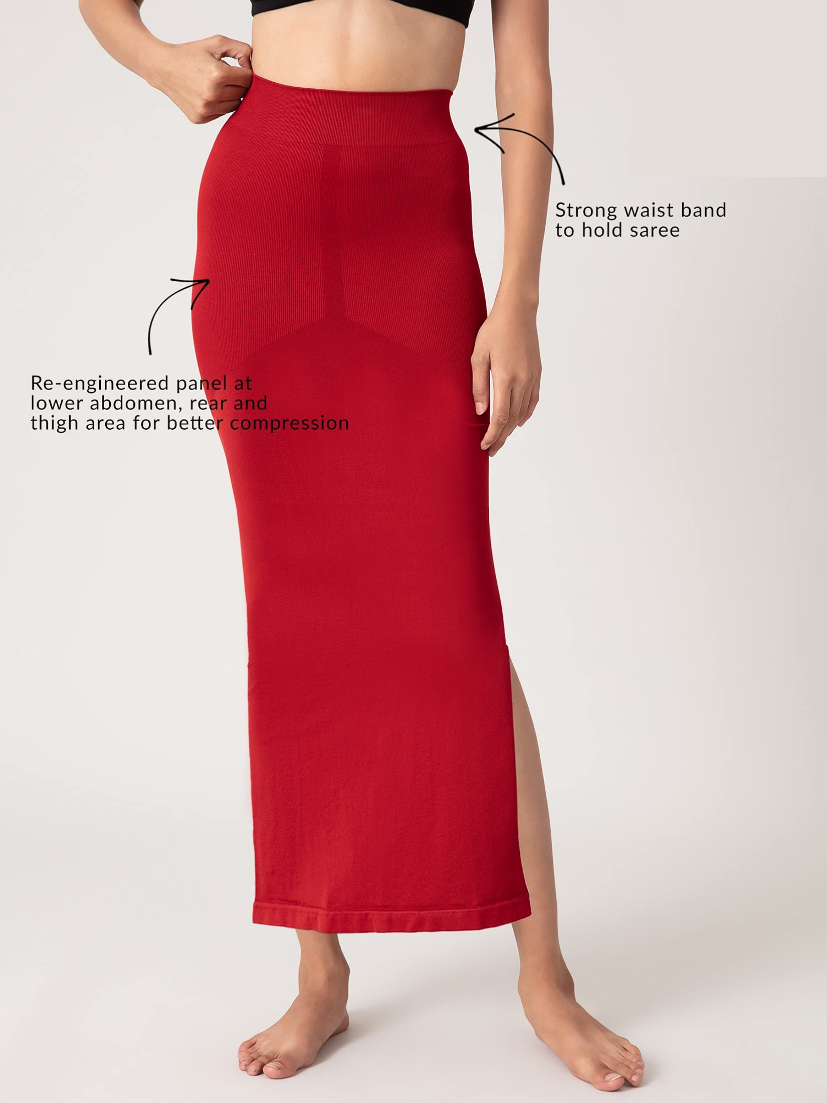 Nykd Seamless Spandex Saree Shapewear For Women Petticoat/Peticote Saree Shapewear, Nysh01, Red(Dalhia), Xxl, 1N