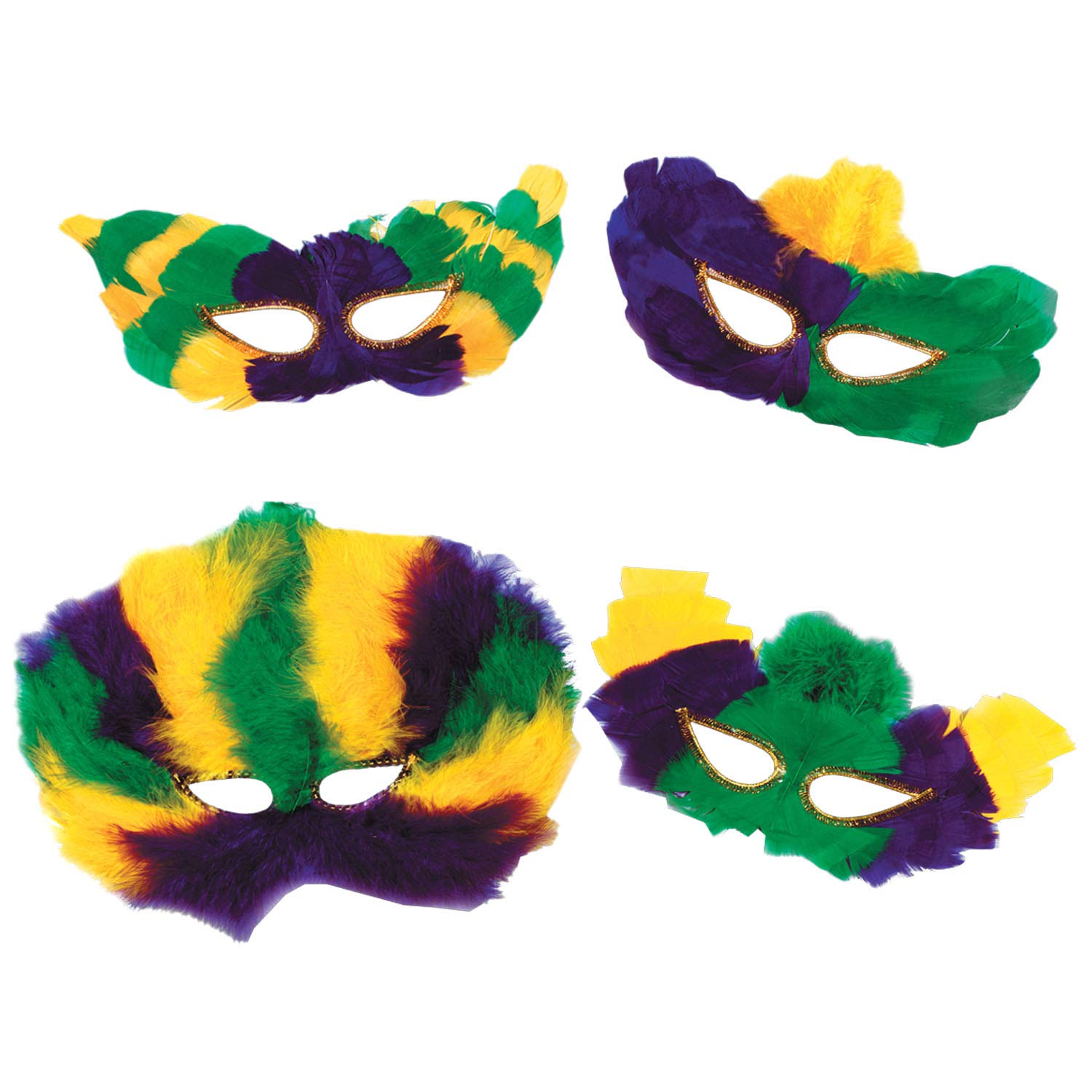 Beistle Party Decoration Mardi Gras Fanci-Feather Masks- Pack of 12