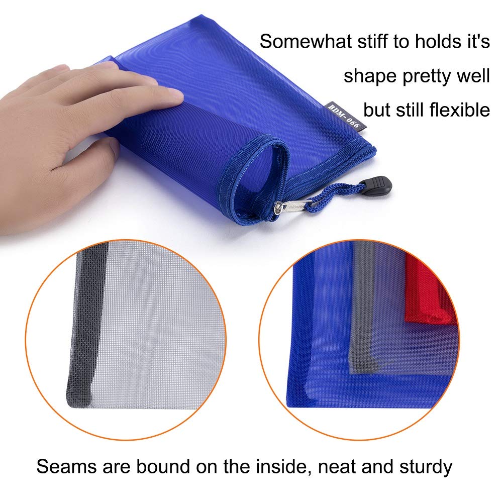 HRX Package Nylon Mesh Cosmetic Bags Zippered, 6PCS A5 Makeup Travel Cases Organizer Pouches for Purse Diaper Bag Office Station