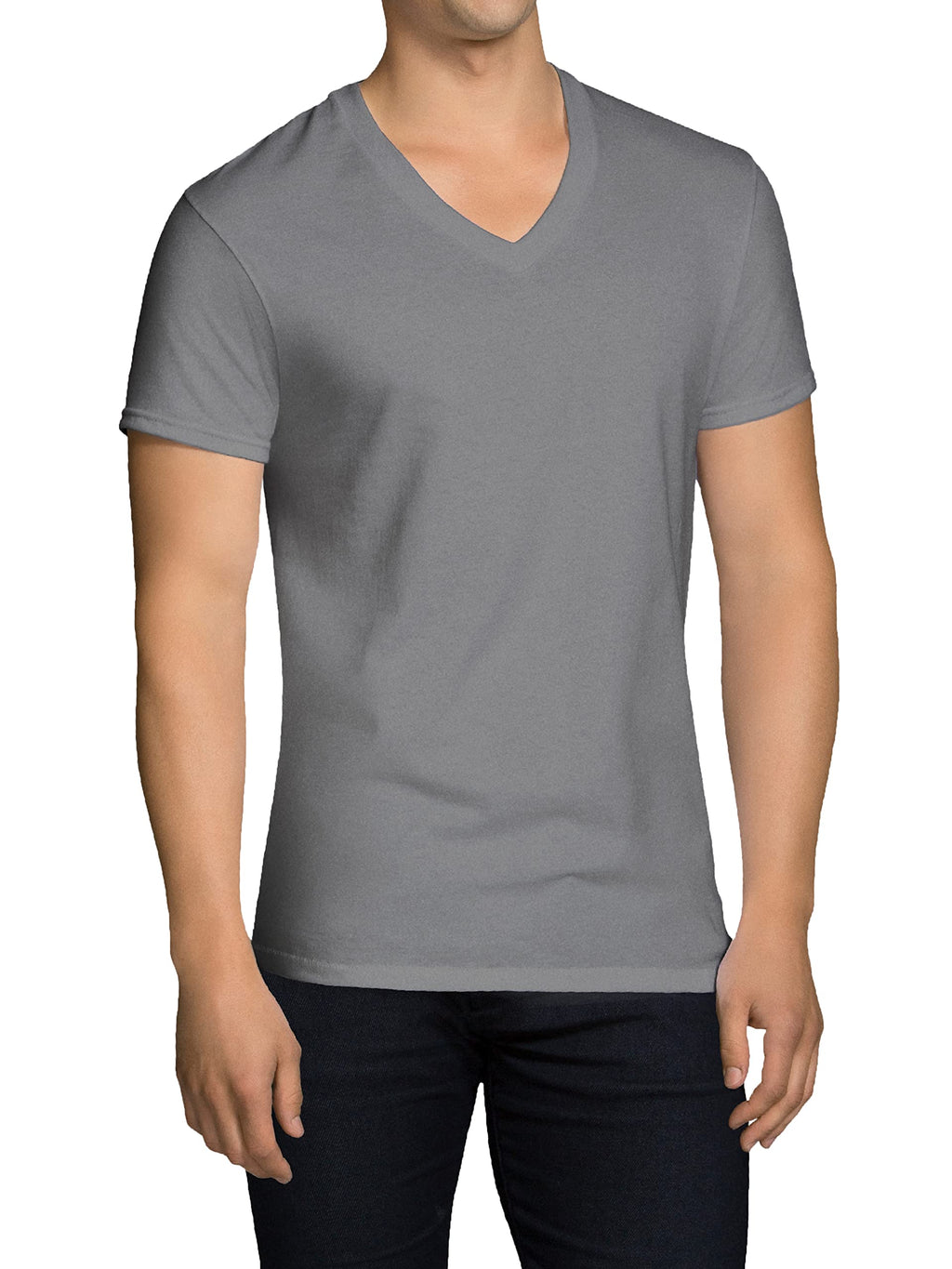 Fruit of the Loom Men's Lightweight Active Cotton Blend Undershirts, V-Neck-8 Pack-Black/Grey, Small