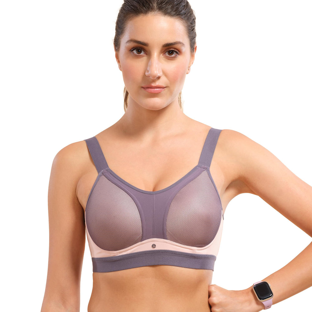 Enamor WomenS Polyester Y-Panel For Bounce Control High Impact Padded Non-Wired And High Coverage Sports Bra -Sb25(Sb25-Pearl-L