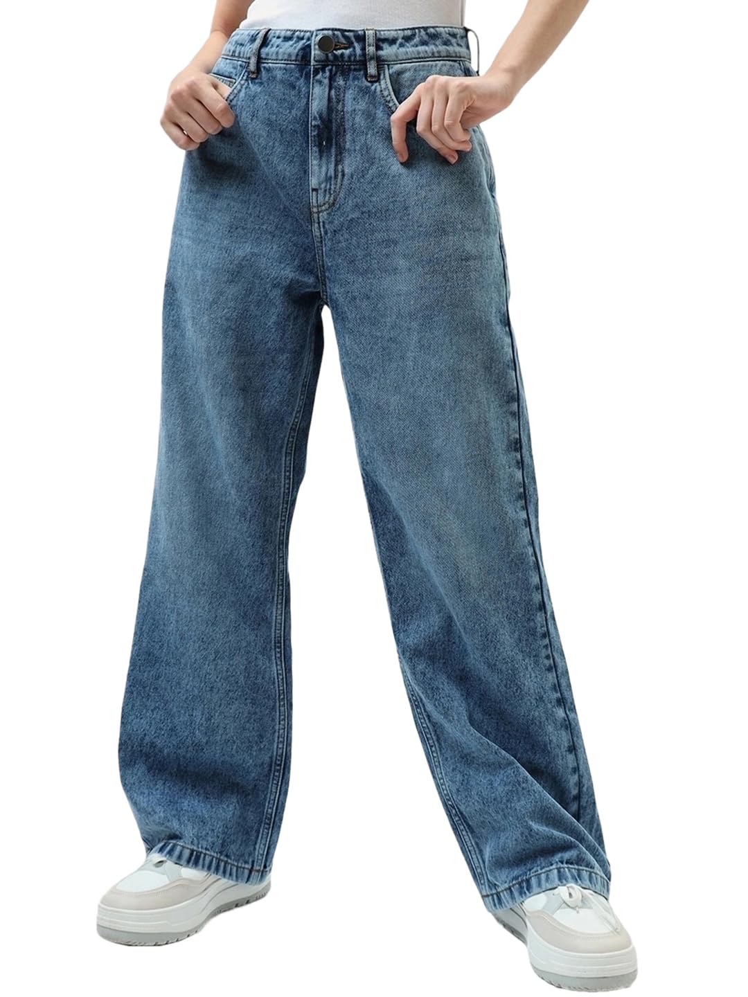Bewakoof Womens Baggy Wide Leg Jeans_624271_Blue_26