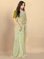 rangita Women Leheria Striped Georgette Saree With Blouse Piece