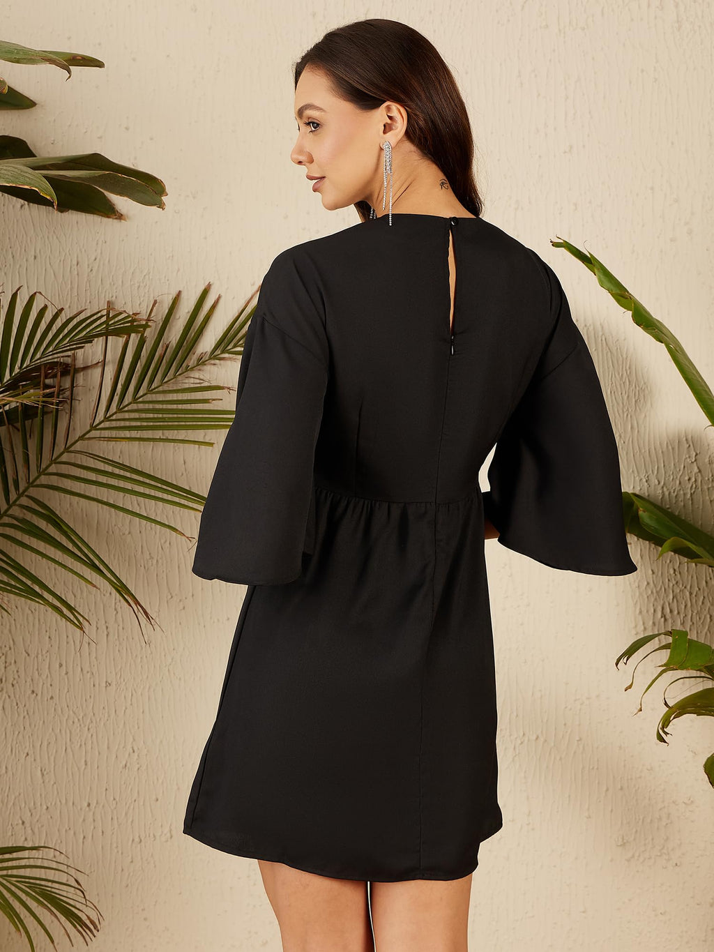 Rare WomenS Polyester A-Line Above The Knee Dress (Ep8090_Black