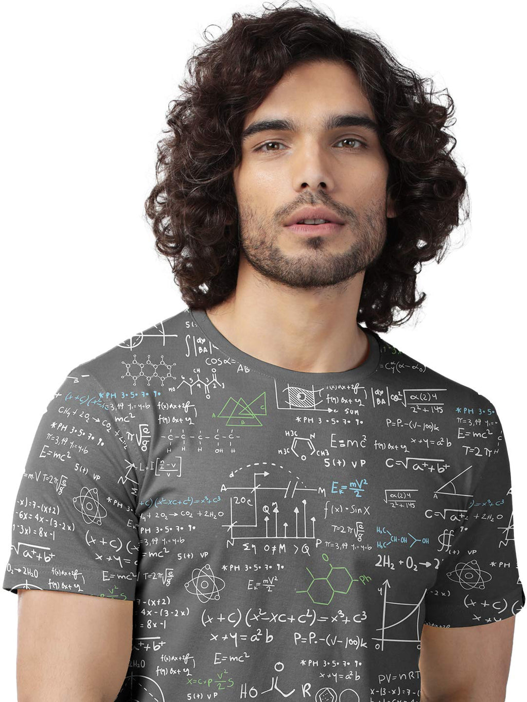 The Souled Store Nerdy Equations Mens and Womens Graphic Printed Cotton T-Shirts Grey