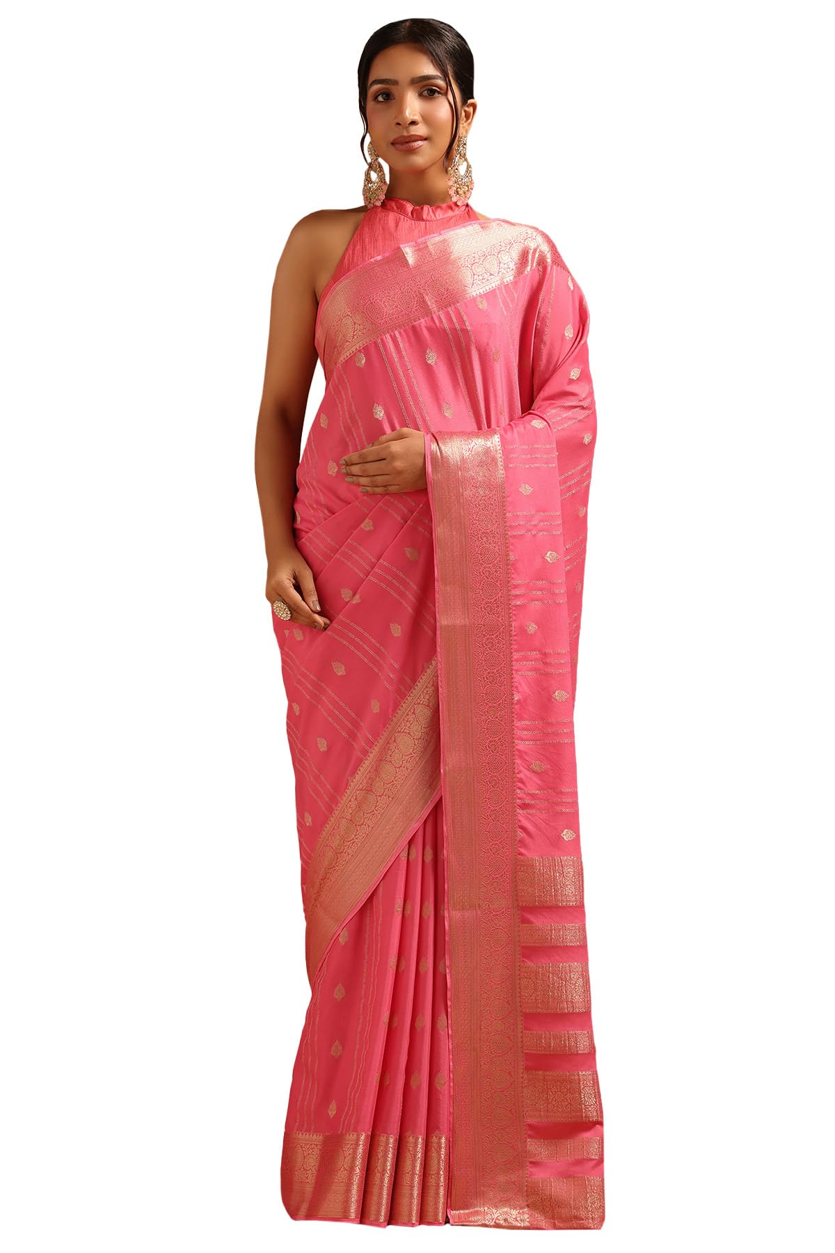 Soch Women Georgette Ethnic Motifs Zari Woven Saree