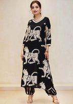 ANNI DESIGNER Ladies Cotton Blend Kurta with Trousers, Black, XL