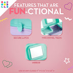 Caboodles Pretty in Petite Makeup Box, Two-Tone Pink on Lavender, Hard Plastic Organizer Box, 2 Swivel Trays, Fashion Mirror, Se