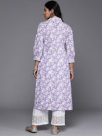 Varanga Women Floral Printed V-Neck With Lace Detail Kurta