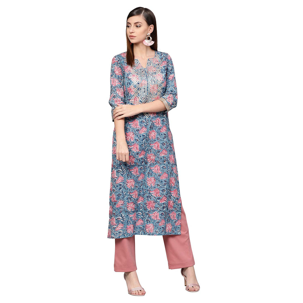 Idalia Blue Jaal Print Kurta