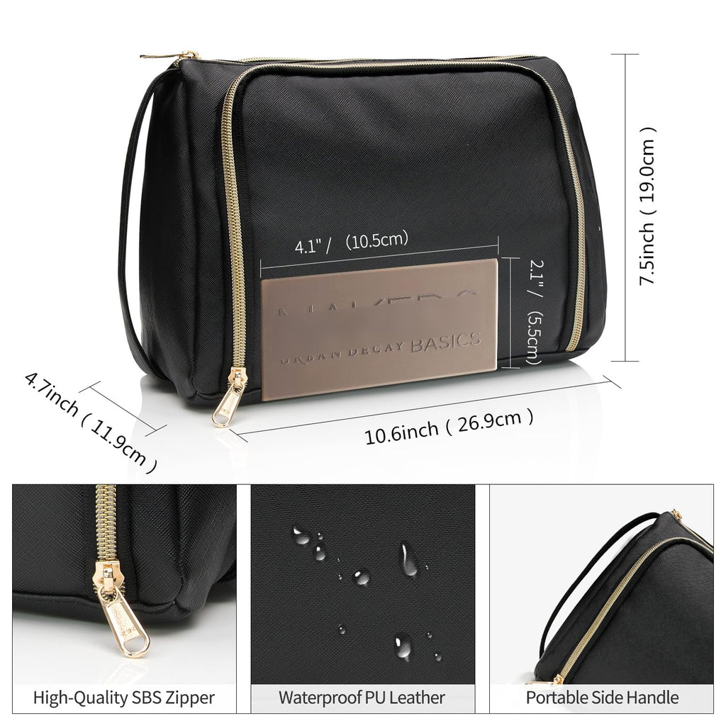 CUBETASTIC Travel Makeup Bag - Large Makeup Pouch Waterproof & Portable Cosmetic Organizer Bag PU Leather Zipper Pouches for Wom