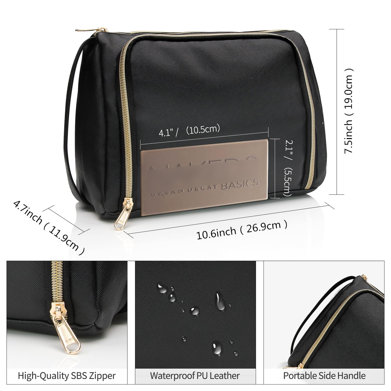 CUBETASTIC Travel Makeup Bag - Large Makeup Pouch Waterproof & Portable Cosmetic Organizer Bag PU Leather Zipper Pouches for Wom