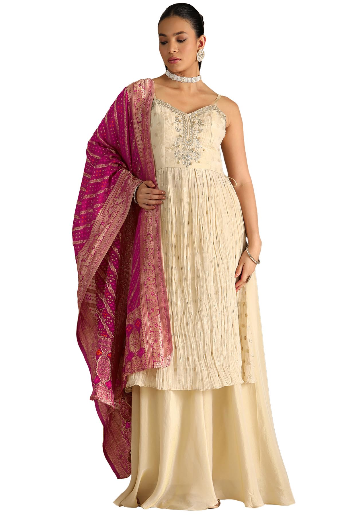 Soch Women Tissue Zari Woven Suit Set with Sequins