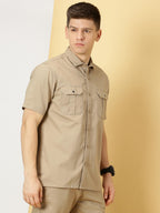 Thomas Scott Mens | Half Sleeve | Double Pockets | Solid | Regular Fit Plus Size | 100% Cotton | Spread Collar | Casual Shirts (