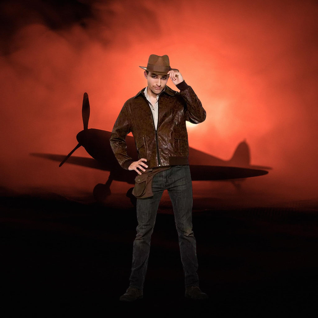 Forum Novelties Men's 40s WWII Faux Suede Costume Jacket, Brown