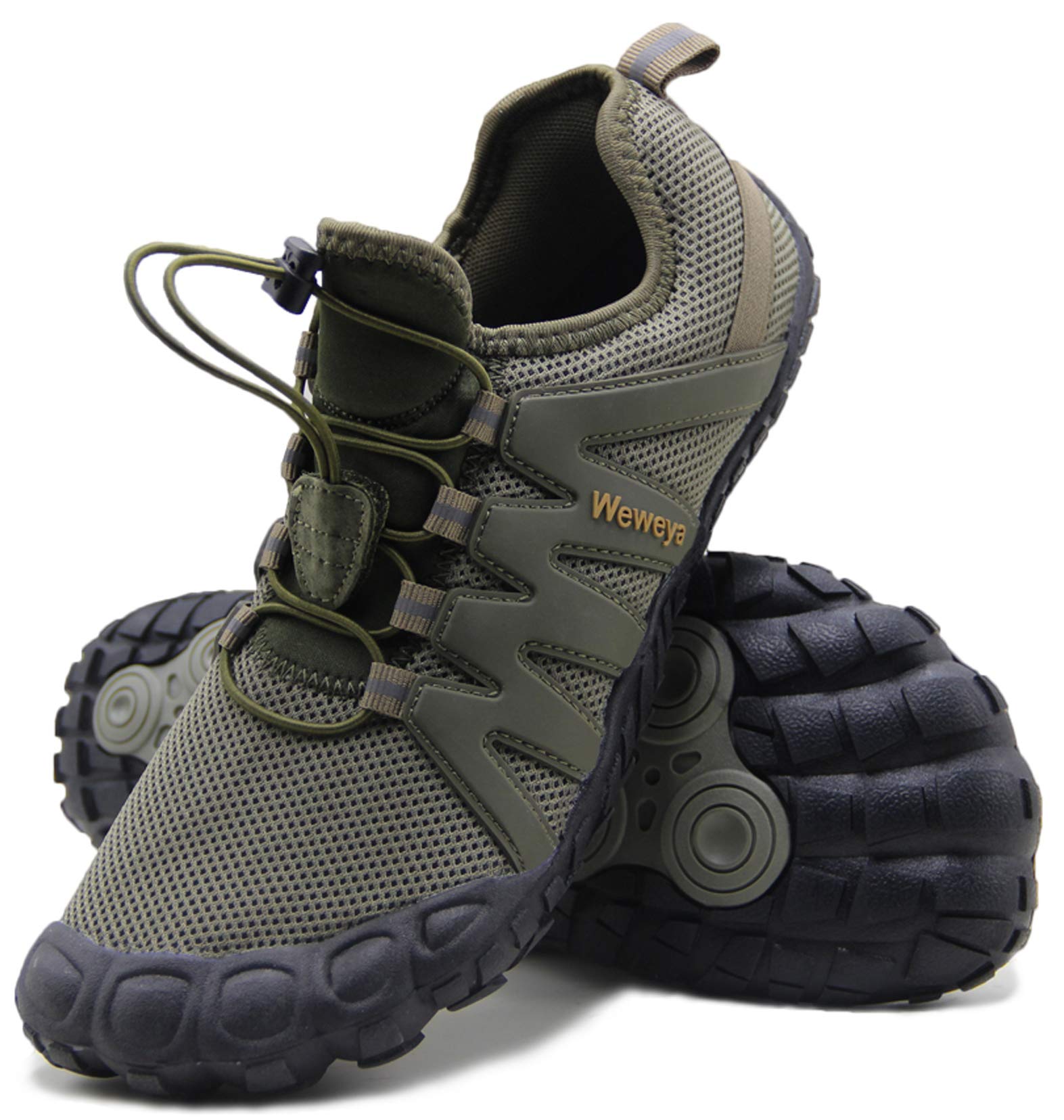 Weweya Barefoot Shoes Men Cross Training Five Fingers Minimalist Running Zero Drop Wide Toe Box Shoe Size 9 Army Green