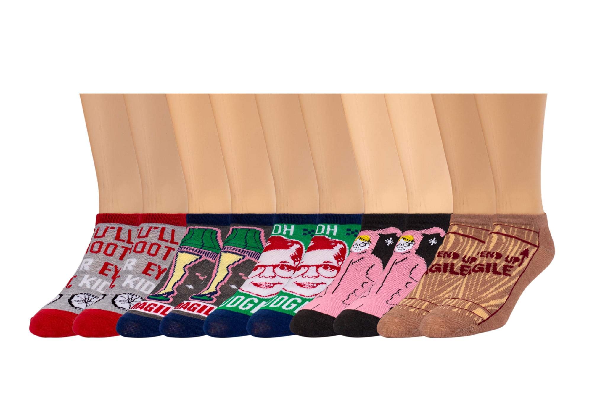 A Christmas Story Low-Cut Unisex Ankle Socks 5-Pair Gift Set | Christmas Socks, Casual Ankle Socks Multipack | Novelty Socks For