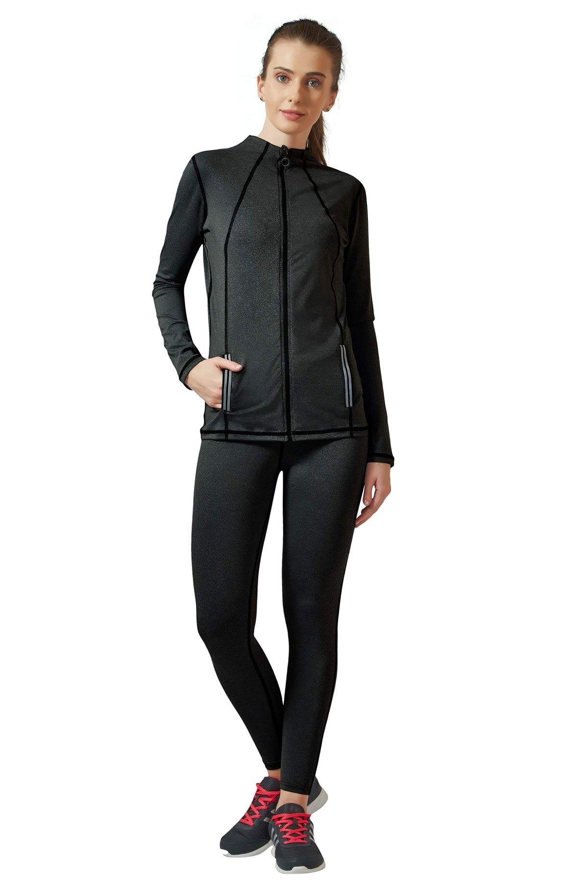 LACTRA Womens Full Zip Reflective Pocket Grey jacket 2