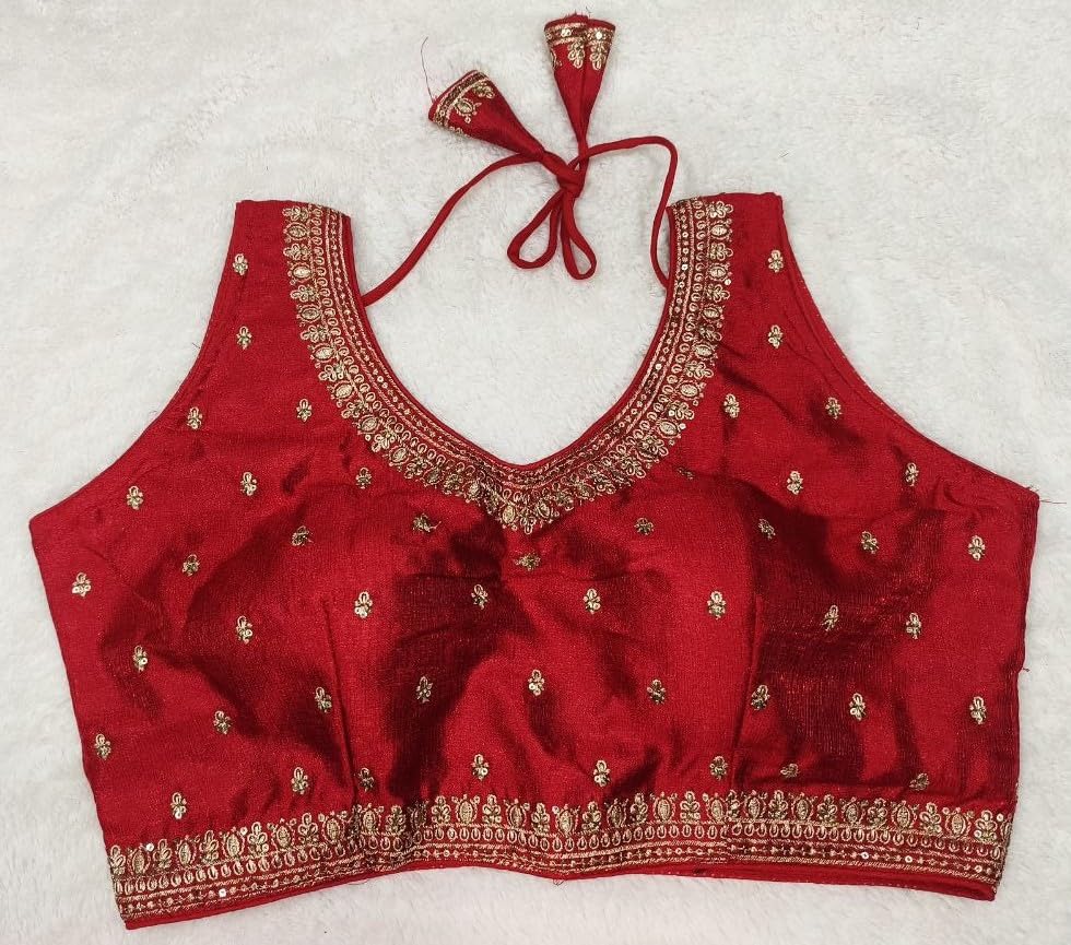 Pujia Mills WomenS Indian Ethnic Wear Designer Golden Zari Embroidery With Sequence Work V Neck Sleeveless Readymade Worked Sar