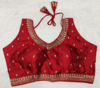 Pujia Mills WomenS Indian Ethnic Wear Designer Golden Zari Embroidery With Sequence Work V Neck Sleeveless Readymade Worked Sar