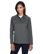 Ladies Stretch Tech-Shell compass Quarter-Zip - DK gREY HEATHER - S(D0102H7Y5VT)
