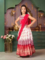 Aarika Girls Ethnic Wear Rani-Cream Colour Mirror Embroidery Georgette Lehenga Choli Set With Attached Dupatta-4-15 Years (Lch-9