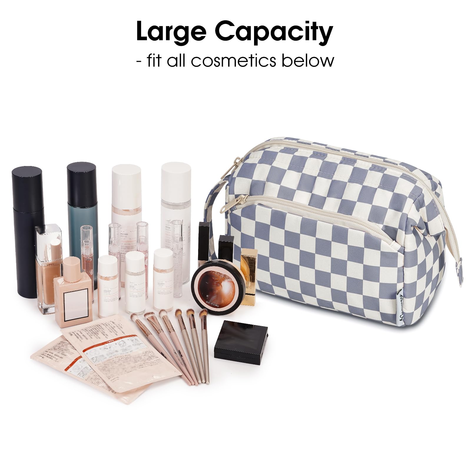 Narwey Large Women Makeup Bag Wide-open Make up Bag Travel Cosmetic Organizer Toiletry Bag for Cosmetics Toiletries Accessories