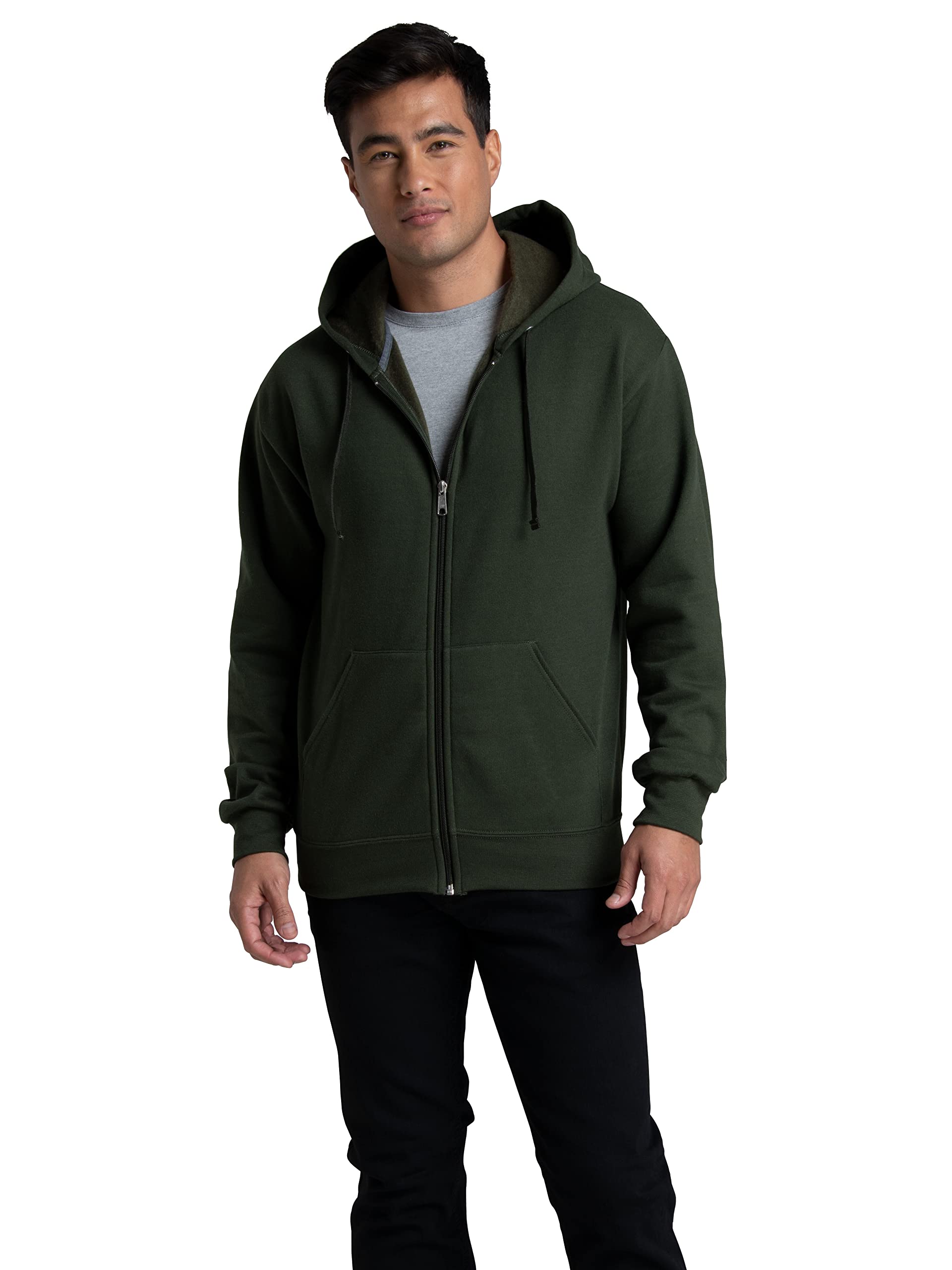 Fruit of the Loom Eversoft Fleece Hoodies, Pullover, Moisture Wicking & Breathable, Sizes S-4x, Duffle Bag Green Full Zip