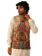 Jompers Mens Printed Velvet Nehru Jacket