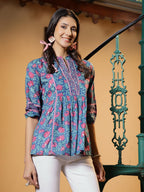 Stylum Womens Floral Printed Cotton Top