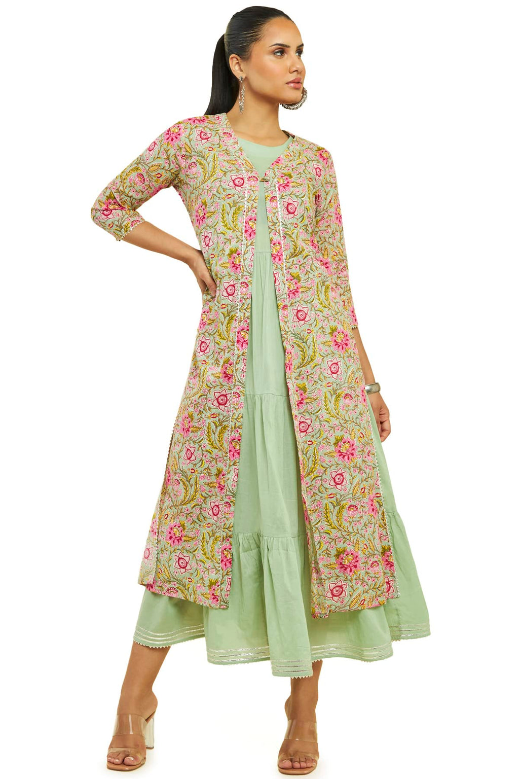 Soch Women Green Cotton Floral Print Kurta(8907715925166_Green_Xs)
