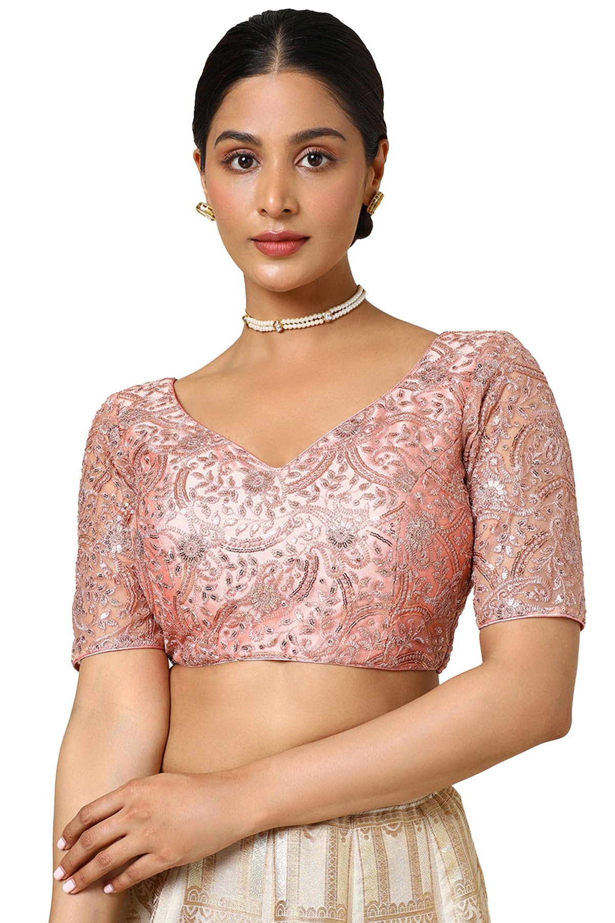 Soch Women Sequin Embellished Net Padded Blouse