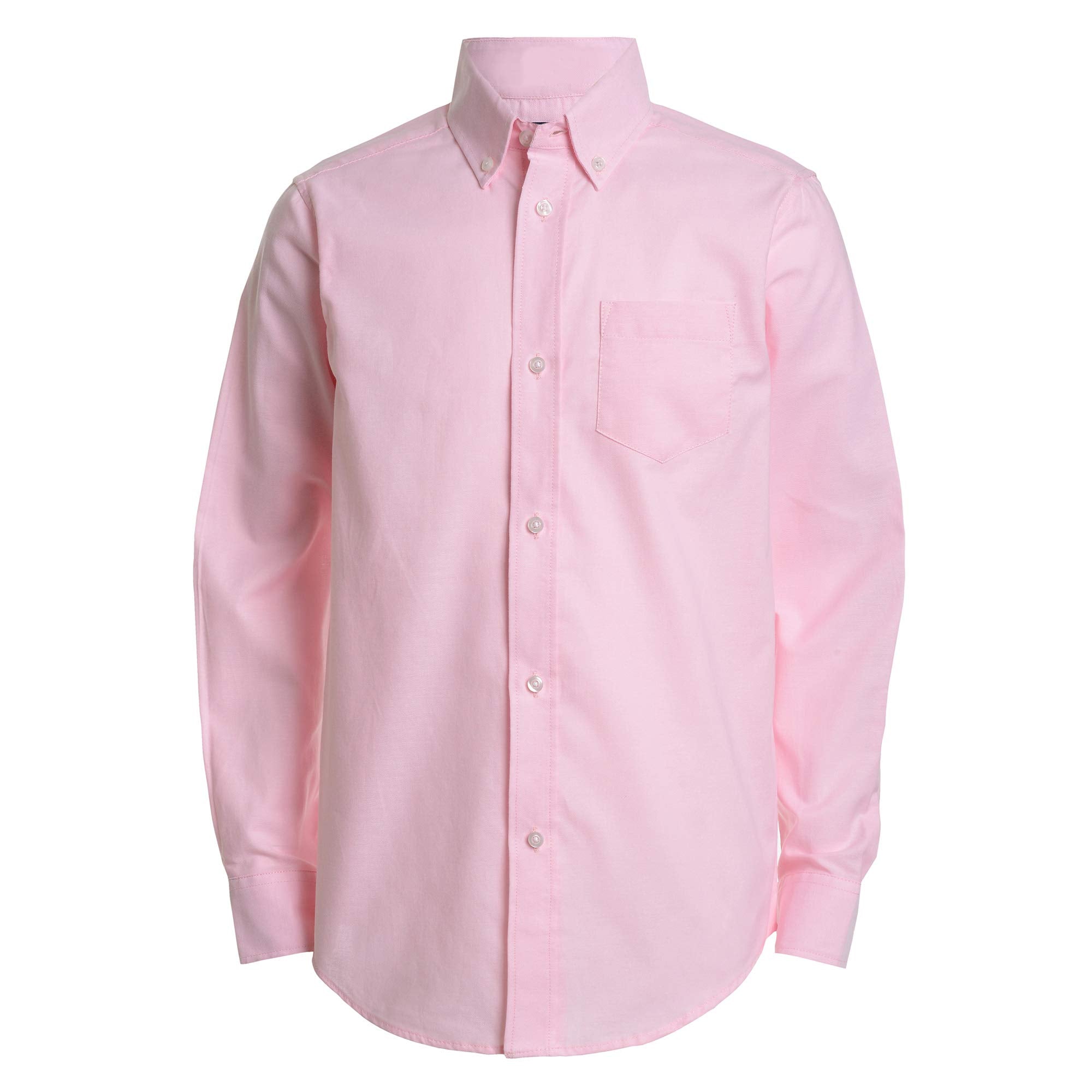 Izod boys Long Sleeve Solid Button-Down Oxford Shirt, Medium Pink, 14 Regular