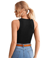 TAGAS Skinny Fit wome Western Tank Tops for Womens and Girls| (C5P-51_Black