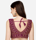 Vihu Fashion WomenS Silk Embroidery Sequins Zari Work Readymade Saree Blouse